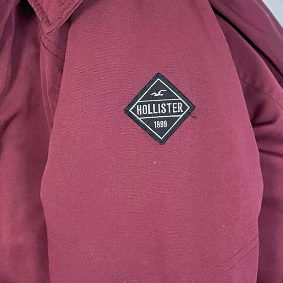 Hollister Thermore Faux Fur Hooded Parka XS Burgundy All-Weather 3/4 Coat - Picture 10 of 13